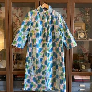 Frances Valentine Watercolor Print Evening Jacket (Blue & Green) Size M